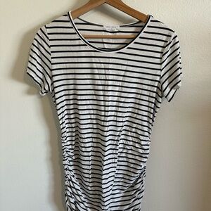 Black & White Stripe Short Sleeve Maternity Top